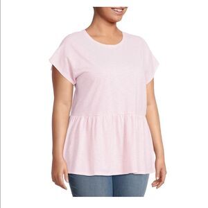 NWT Women’s Plus Size Striped Short Sleeve Peplum T-shirt